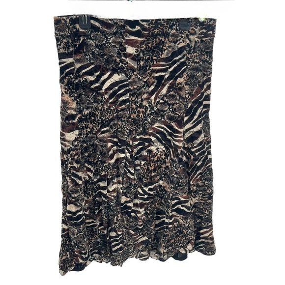 CHICOS Animal Print Lace Mesh Flared Skirt Lined Size 3 (XL) Maxi Elastic Waist - Picture 2 of 8